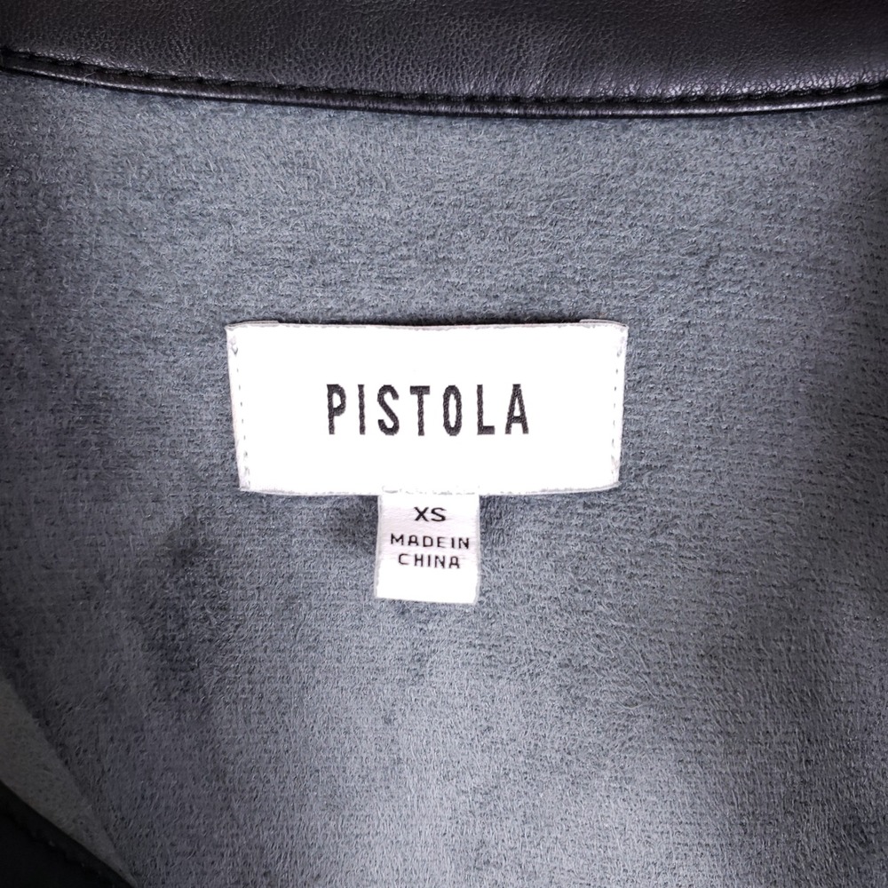 Pistola Faux Leather Dress Womens XS Long Sleeve Mini Black Vegan Utility Moto - Picture 4 of 10